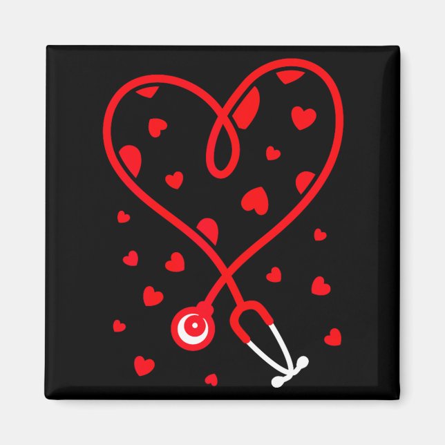 Imã Nurse Stethoscope Heart Valentine's Day Nursing  (Frente)