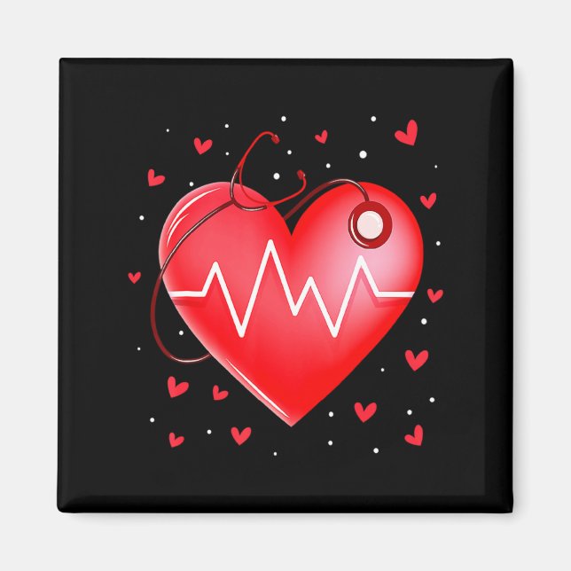 Imã Nurse Valentines Day Heart Stethoscope 2  (Frente)