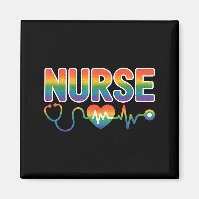 Imã Nurse's Life Lgbt Heart Stethoscope Nurse Week  (Frente)