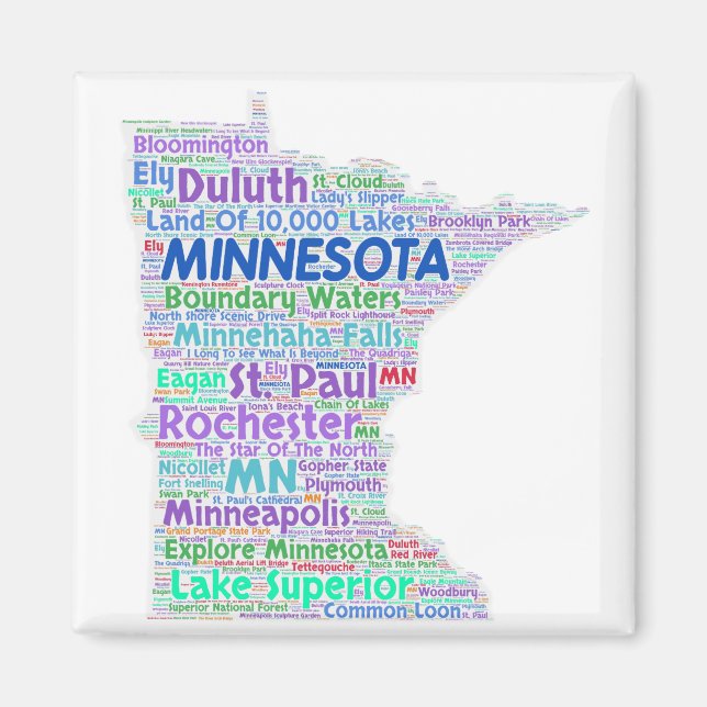 Imã Nuvem de Palavras de Minnesota (Frente)