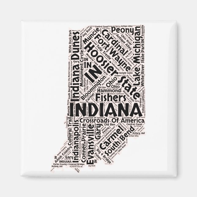 Imã Nuvem de Palavras do Estado de Indiana (Frente)