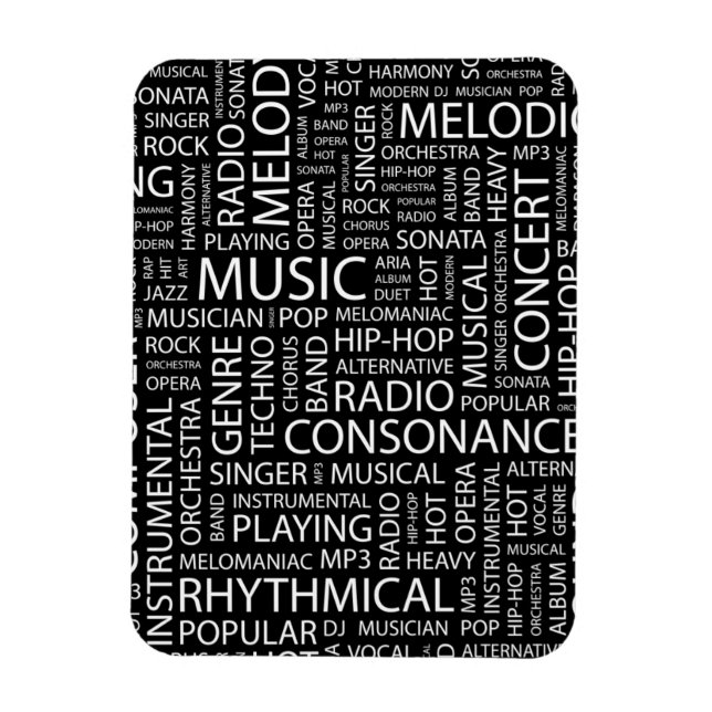 Ímã nuvem de palavras padrão MUSIC (Vertical)