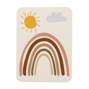 Ímã Nuvem Sol Arco-íris, Desenho Infantil, Arte Abstra