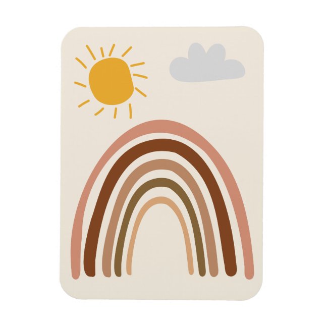 Ímã Nuvem Sol Arco-íris, Desenho Infantil, Arte Abstra (Vertical)