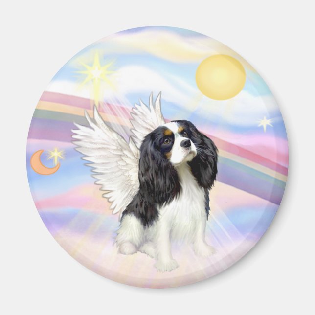 Imã Nuvens - Anjo Cavalier King Charles Tri Color (Frente)