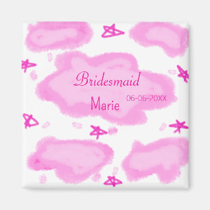 Imã nuvens cor-de-rosa estrelas pastel bridesmaid mode