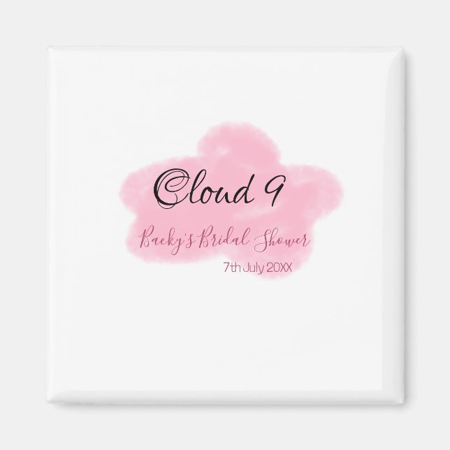 Imã Nuvens nove rosa pastel chá de noiva data do nome (Frente)