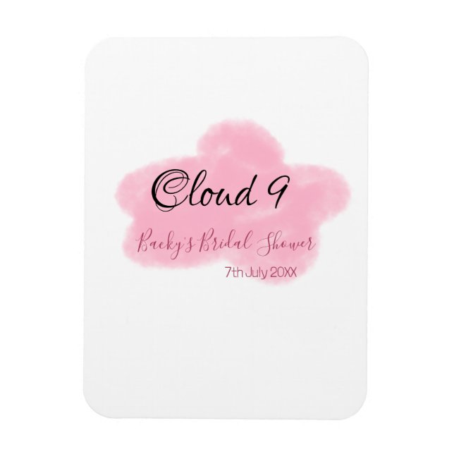 Ímã Nuvens nove rosa pastel chá de noiva nome data (Vertical)
