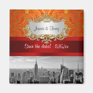 Imã NY City Skyline BW 112 Red Gold Paisley Salvar Dat