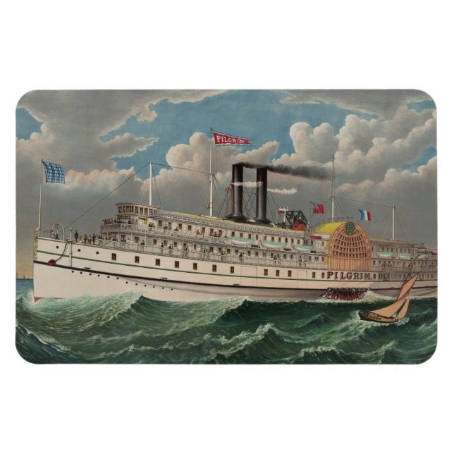 Ímã NY Voyage Grand PaddleWheel Steamboat O Peregrino (Horizontal)