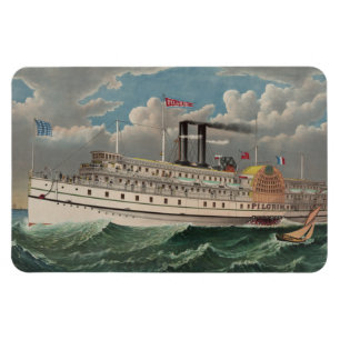 Ímã NY Voyage Grand PaddleWheel Steamboat O Peregrino