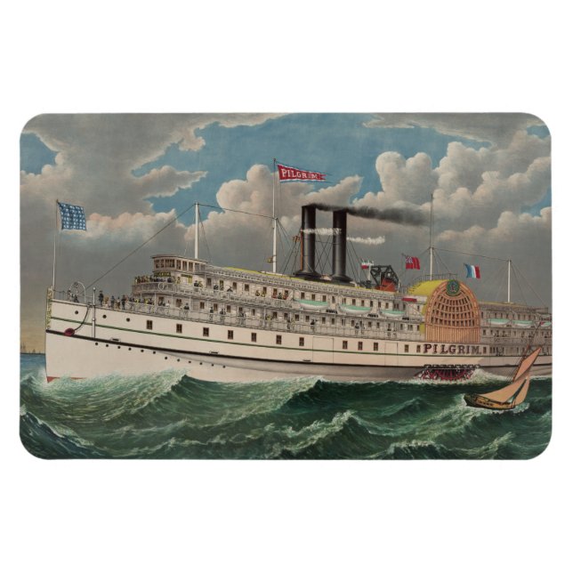 Ímã NY Voyage Grand PaddleWheel Steamboat O Peregrino (Horizontal)