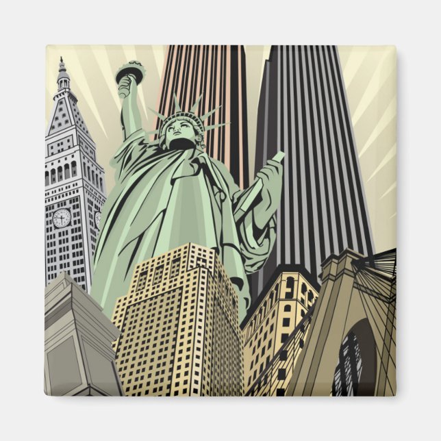 Imã NYC de paisagem urbana super estilizada (Frente)