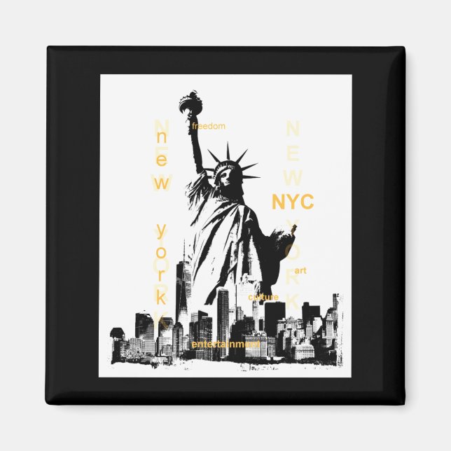 Imã Nyc New York Brooklyn Bridge Liberty Statue Mens _ (Frente)