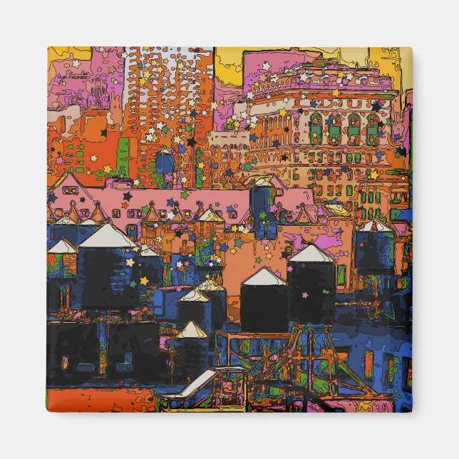 Imã NYC Psicodélico: Torres de Água NYC no inverno nº  (Frente)