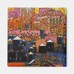 Imã NYC Psicodélico: Torres de Água NYC no inverno n