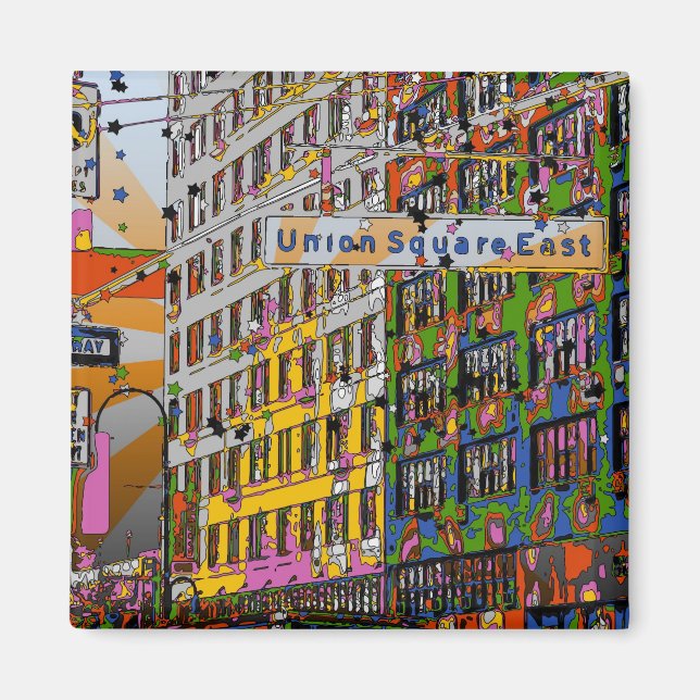 Imã NYC Psicodélico: Union Square Building, Rua Sinal  (Frente)