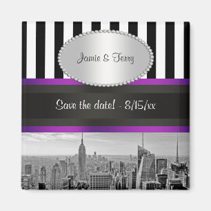 Imã NYC Skyline BW Blk Wht Strp Roxo P Salvar Data