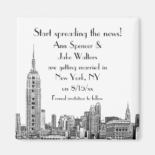 Imã NYC Skyline Etched 01 Salve o Dia