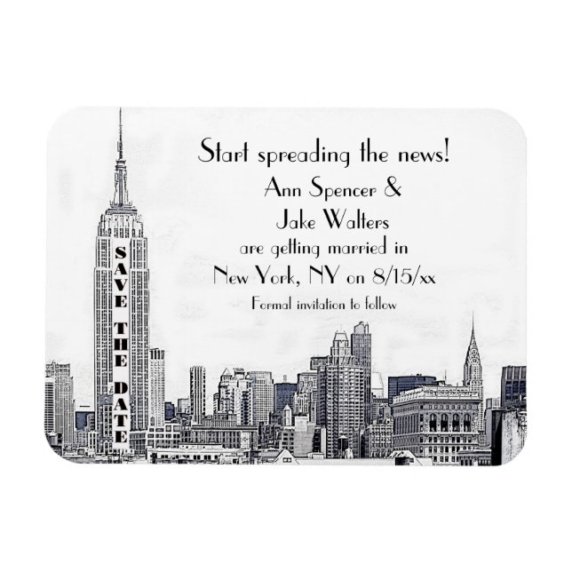 Ímã NYC Skyline Gravado 01 Salve a Data (Horizontal)