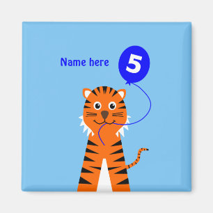 Imã O 5o tigre bonito do aniversário adiciona o azul
