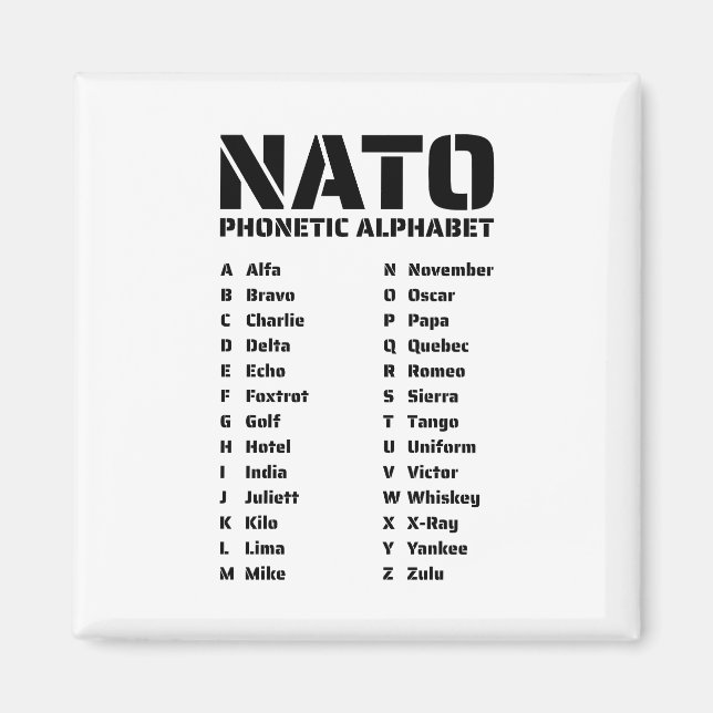Imã O alfabeto fonético da NATO (Frente)