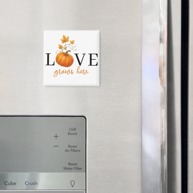 Imã O AMOR cresce aqui | Letra Pumpkin no outono (In Situ (Fridge))