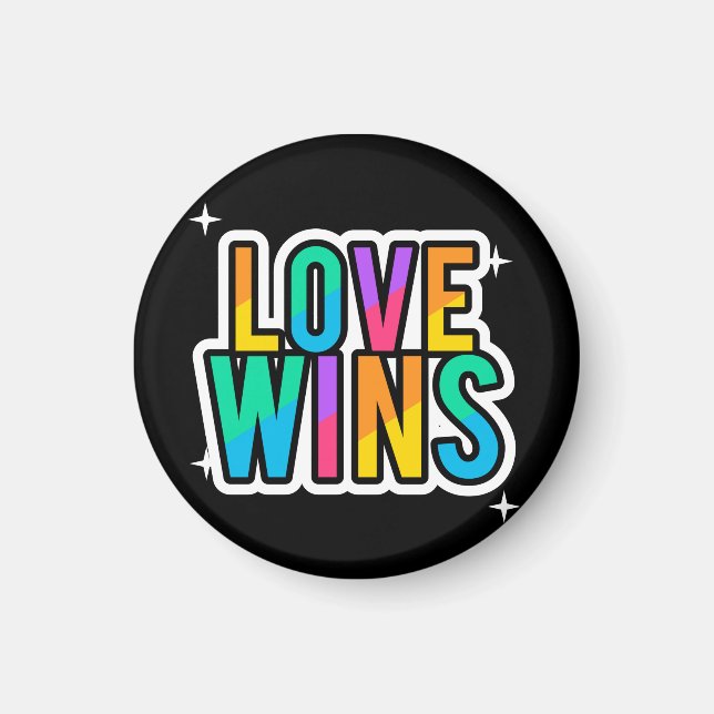 Imã O amor ganha. LGBTQ+Orgulho. Arco-íris. (Frente)