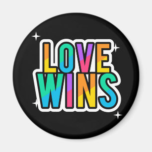 Imã O amor ganha. LGBTQ+Orgulho. Arco-íris. Botao