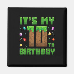 Imã O Aniversário É O Meu 10º Aniversário Gamer Pixel 