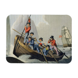 Ímã O barco de um navio que ataca uma baleia, gravada