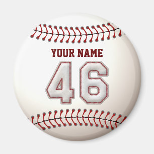 Imã O basebol costura o jogador número 46 e o nome