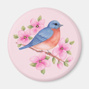 Imã O Bluebird com rosa floresce o ímã