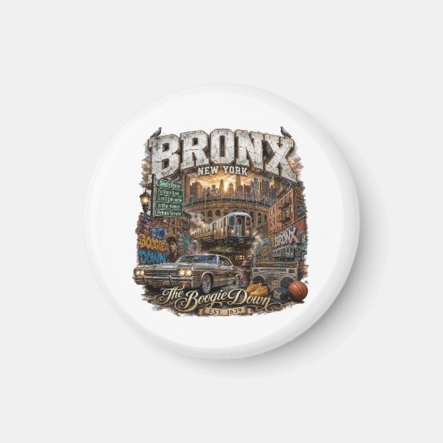 Imã O Bronx Nova York Boogie Down Colagem Urbana (Frente)