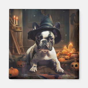 Imã O Bulldog Francês Pumpkins Halloween Assustado
