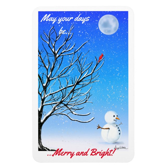 Ímã O Cardeal e o Homem de Neve (Vertical)