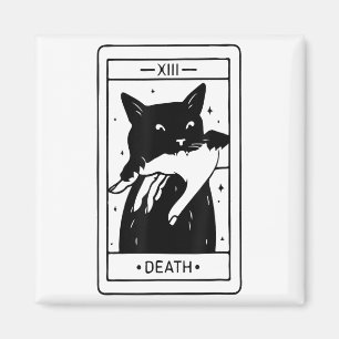 Imã O Cartão De Tarô De Halloween Do Gato Preto Testem