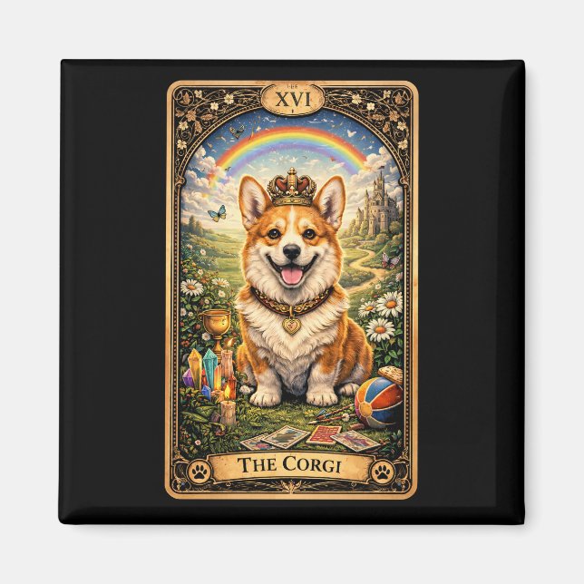 Imã O Cartão de Tarot do Corgi (Frente)