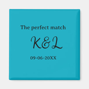 Imã O casal nome letra data azul sim perfeito
