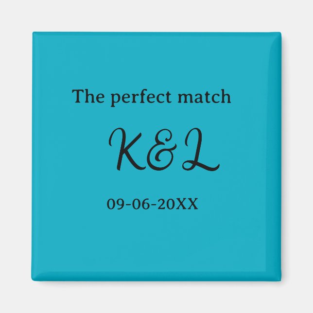 Imã O casal nome letra data azul sim perfeito (Frente)