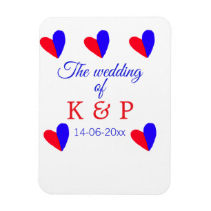 Ímã O casamento do casal nome letra inicial data