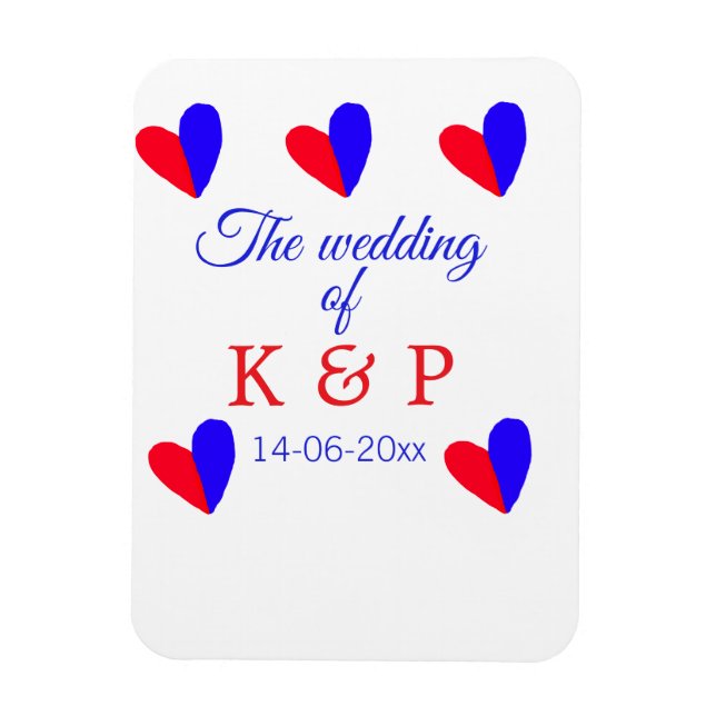 Ímã O casamento do casal nome letra inicial data (Vertical)