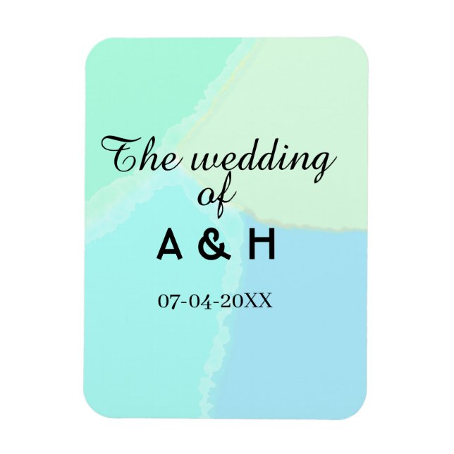 Ímã O casamento do nome do casal letra inicial data (Vertical)