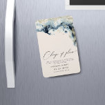 Ímã O Casamento Dourado Das Ondas De Água Altera A Dat<br><div class="desc">Esta imã salve a data apresenta uma pincelada de aquarela em cores azuis marinhos profundas com sotaques dourados imitando ondas na praia, o que a torna uma escolha perfeita para um casamento de verão ou praia. Ele é minimalista e elegante em opções de layout e fontes, também muito fácil de...</div>