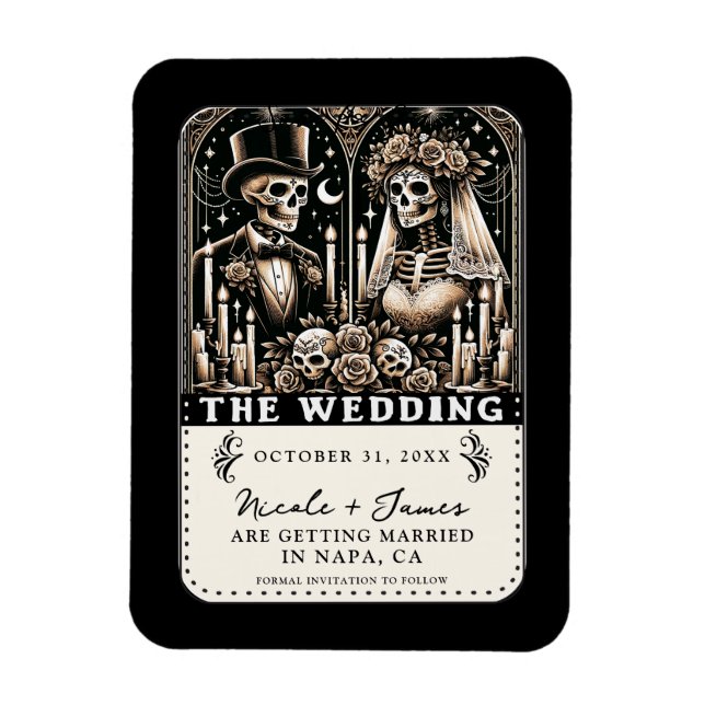 Ímã O CASAMENTO Esqueletos do Tarot Salvam a Data (Vertical)
