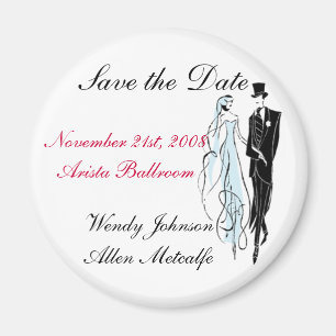 Imã O casamento retro, salvar a data - personalizada