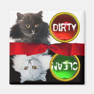 IMÃ O CAT PRETO E BRANCO SUJO LIMPA