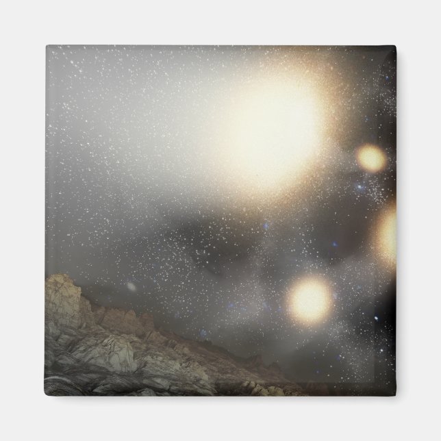 Imã O céu noturno foi visto de um hipotético avião (Frente)