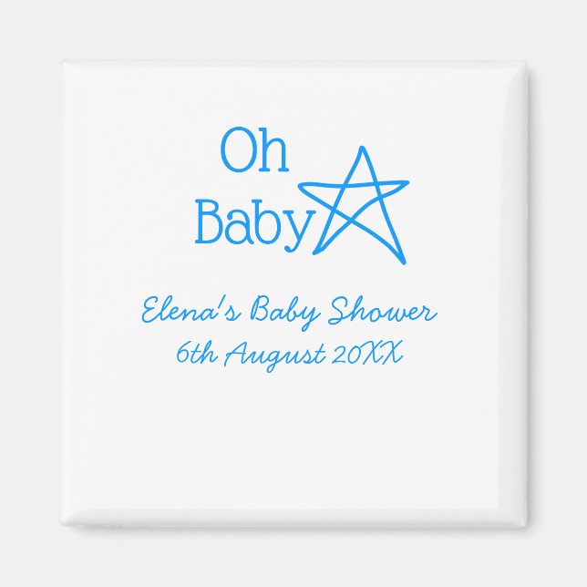 Imã Ó chá de fraldas de estrelas azul bebê adiciona no (Frente)