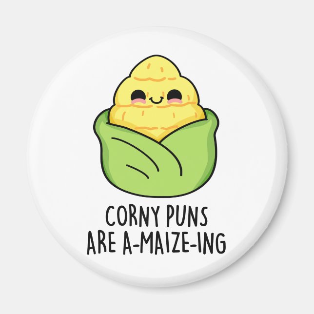 Imã O Corny Puns É Um Milho Engraçado. (Frente)